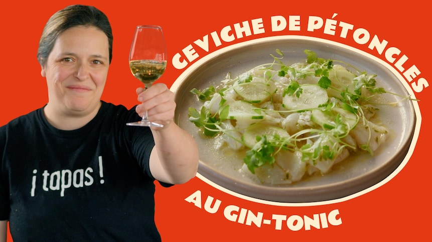Marie-Fleur St-Pierre et son ceviche de pétoncles au gin-tonic.