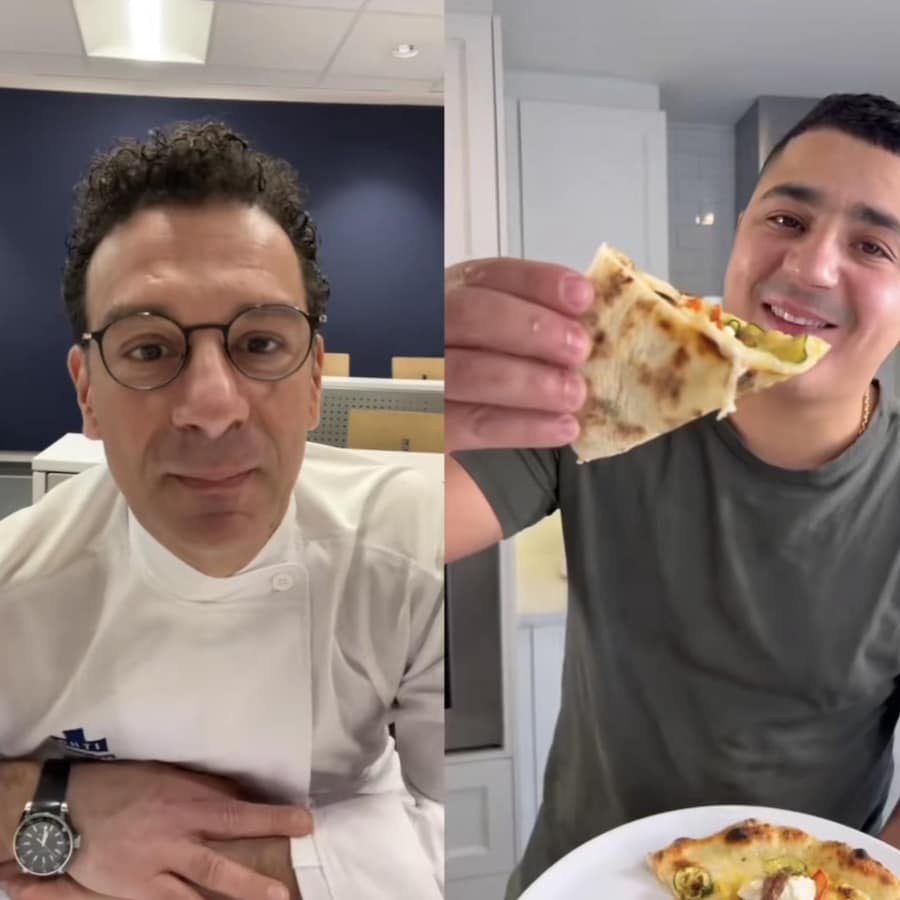 Le chef Pasquale Vari et Amine Laabi qui tient une pizza. 