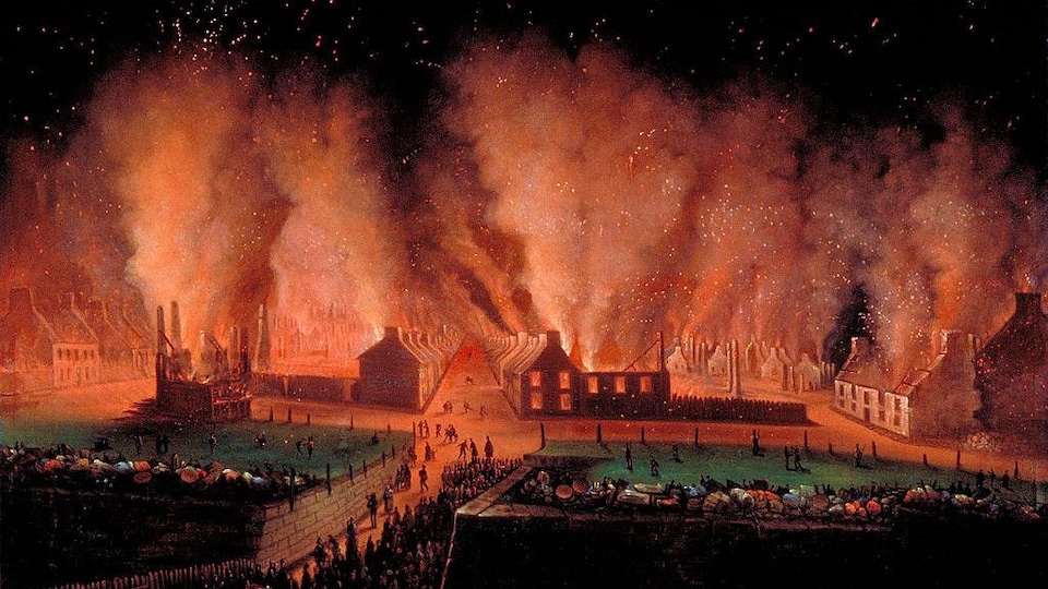 L’incendie du faubourg Saint-Jean le 28 juin 1845 depuis le glacis de la porte Saint-Jean