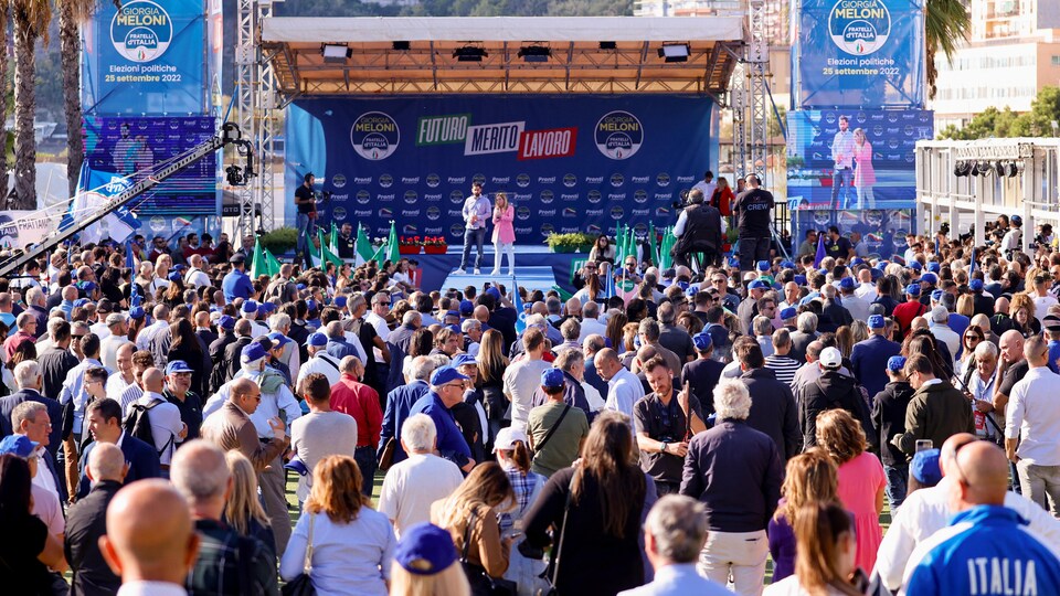 Le parti Fratelli d'Italia a tenu un rassemblement à Naples le 23 septembre 2022.