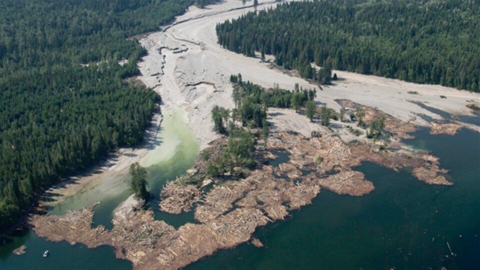 Le déversement d'eaux usées en août 2014 de la mine du Mount Polley, en Colombie-Britannique.