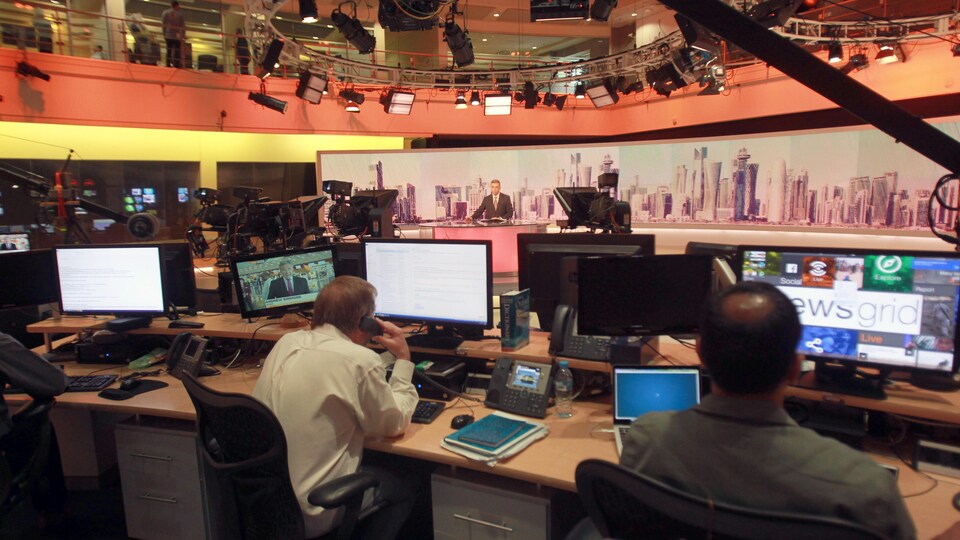 La salle des nouvelles d'Al-Jazira à Doha, au Qatar