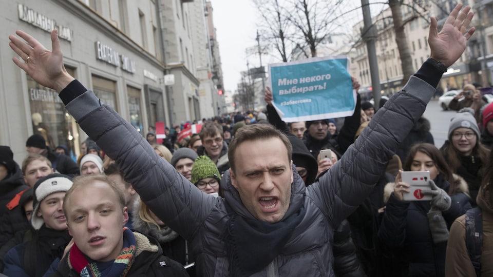 Alexeï Navalny lors d'une manifestation d'appui à son endroit le 28 janvier.
