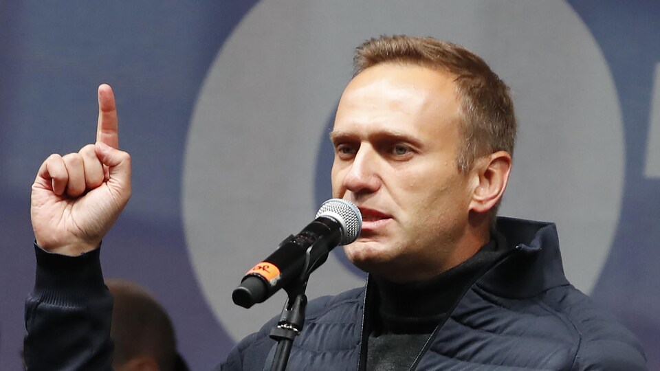L'opposant russe Alexeï Navalny durant un discours.