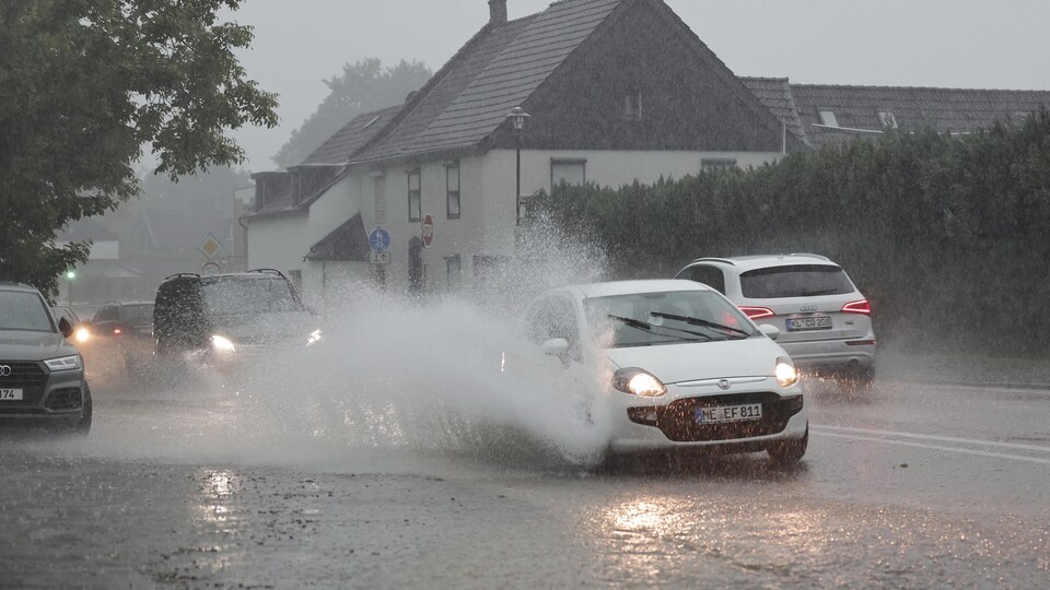 A flooded road in Germany.