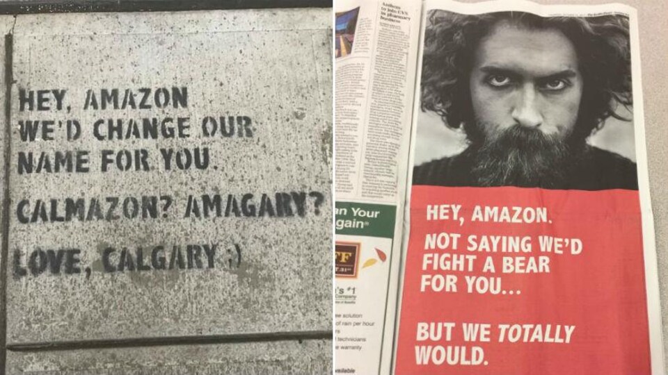 Une campagne publicitaire a été lancée jeudi à Seattle par la ville de Calgary pour tenter de convaincre Amazon d'installer son deuxième siège social dans la métropole albertaine.