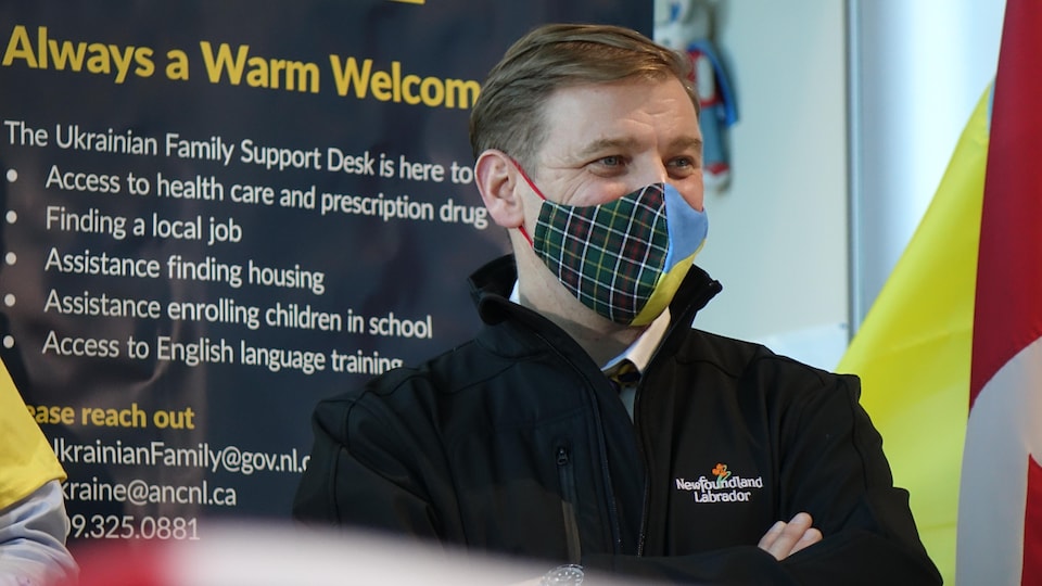 Newfoundland and Labrador Premier Andrew Furey.  He was wearing a face mask.