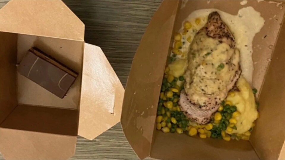 Deux boîtes contenant de petites portions de nourriture.