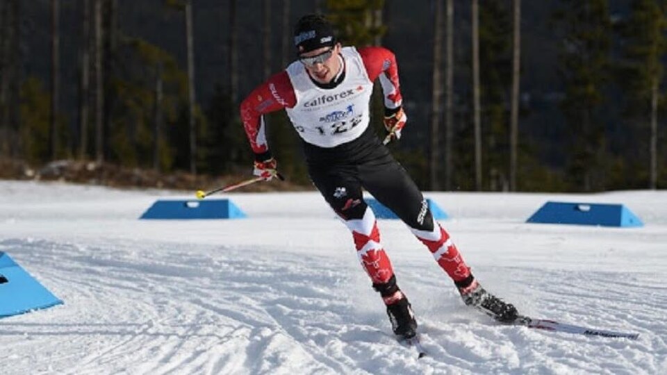 An athlete during a cross-country skiing competition.