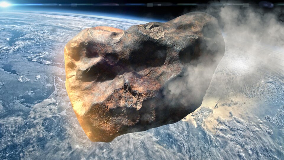 Illustration de la NASA montrant un astéroïde s'approchant de la Terre.