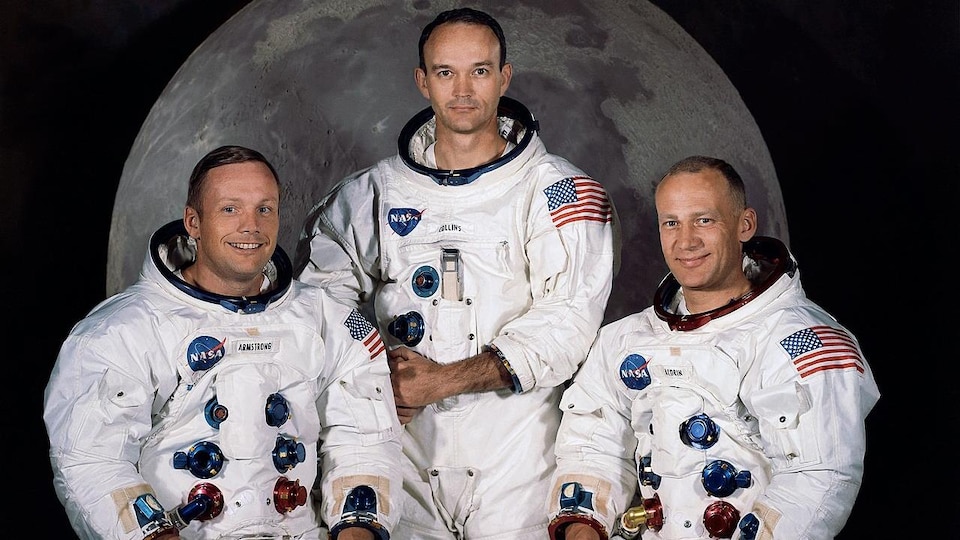 Photo des astronautes de la mission Apollo 11.