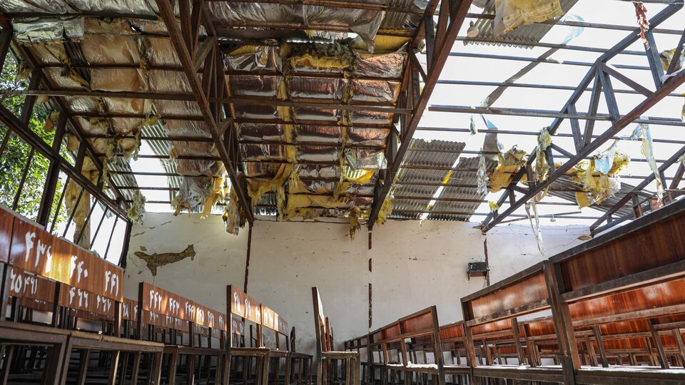 Une salle endommagée.