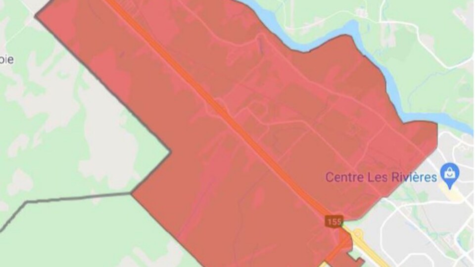 Une carte d'un secteur de Trois-Rivières.