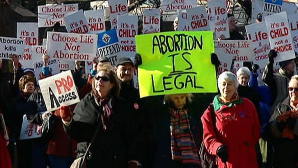 Un groupe de manifestants en faveur de l'offre de services d'avortement.
