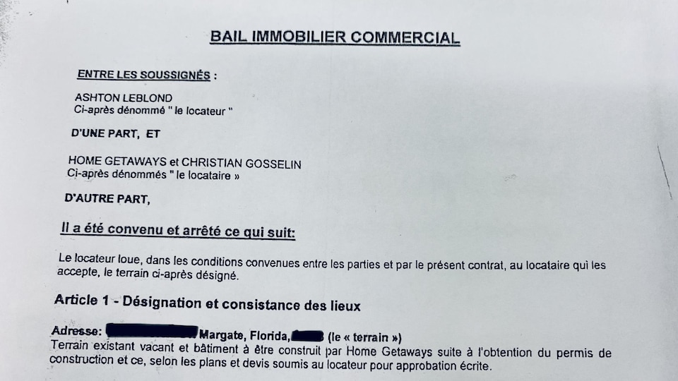 The document is titled BAIL IMMOBILIER COMMERCIAL.