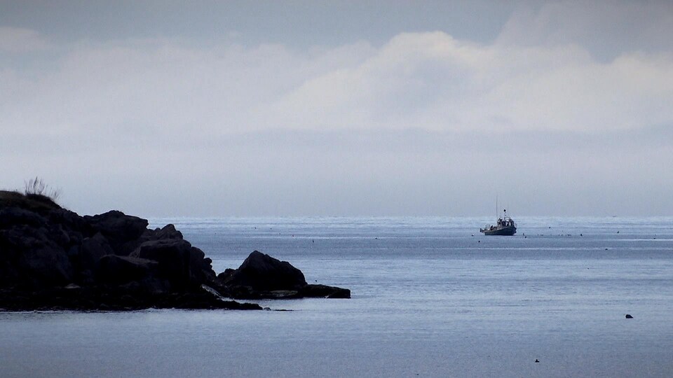 Un bateau de pêche au homard, au large de à Port-Daniel.