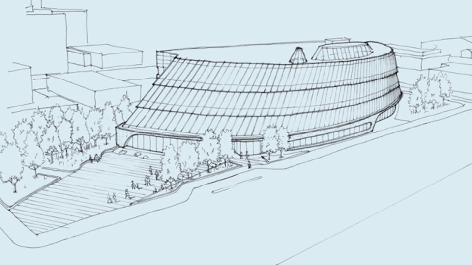 Croquis de la future bibliothèque publique de Saskatoon.