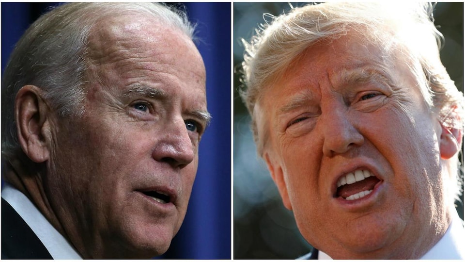 Montage photo de Joe Biden et de Donald Trump en gros plan