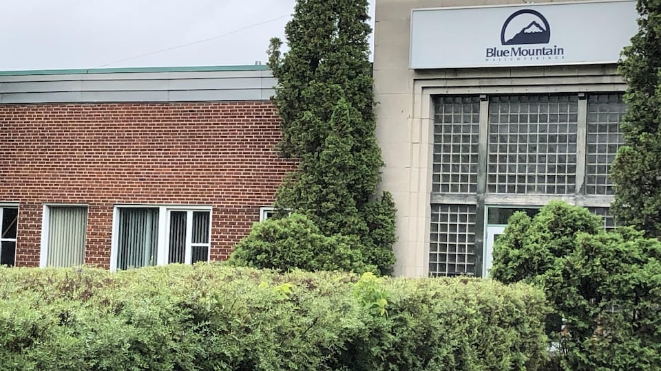 Une bâtisse avec des arbustes en façade.