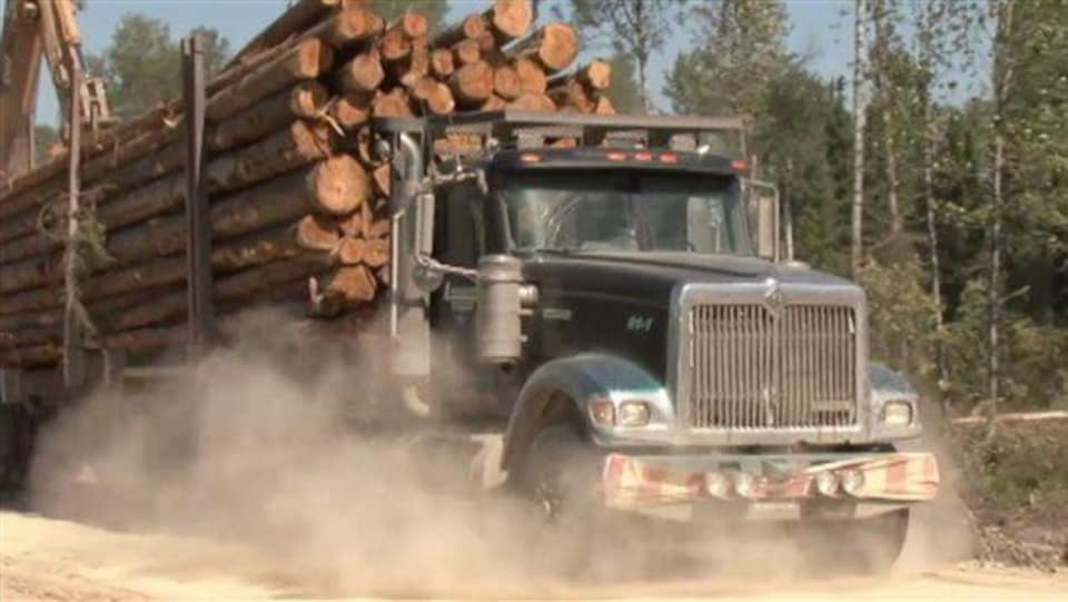 Un camion transportant du bois.