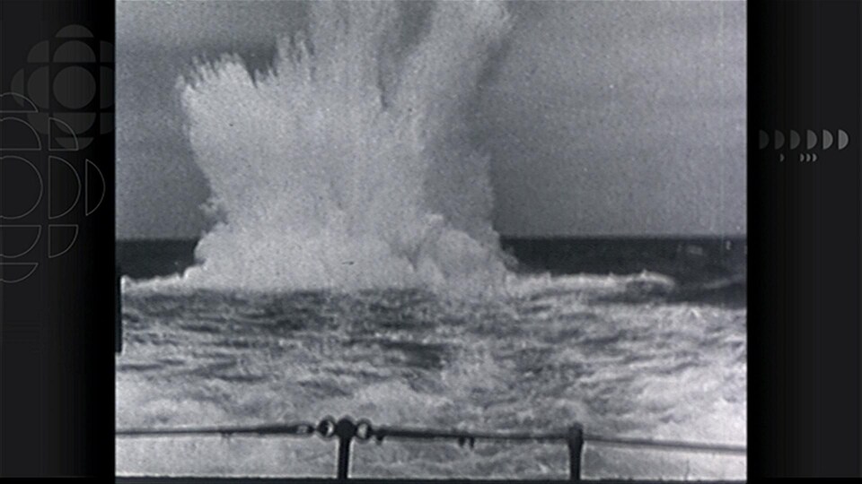 Explosion on the surface of the water.