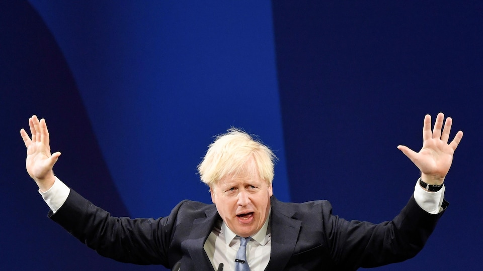 Prime Minister Boris Johnson during a party conference in Manchester
