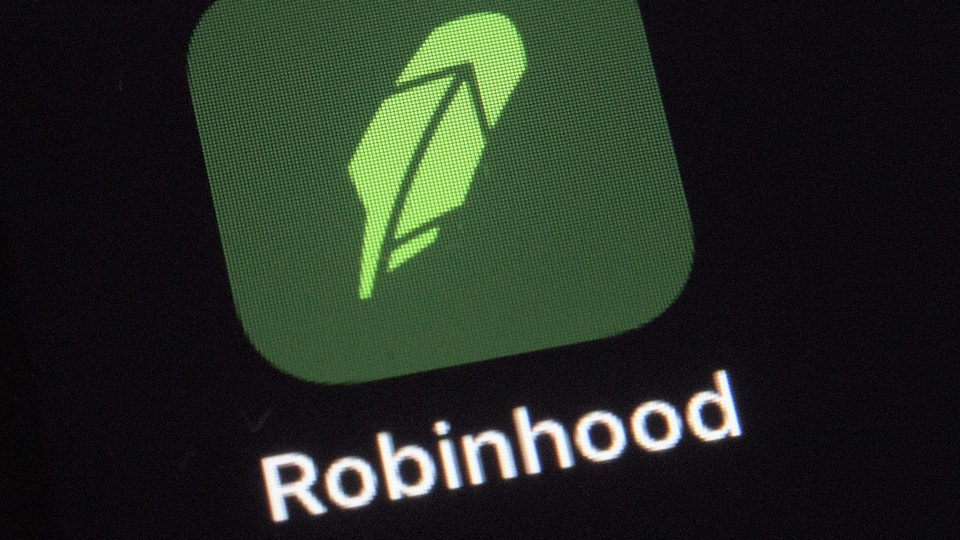 Le logo de l'application de transactions boursières Robinhood.