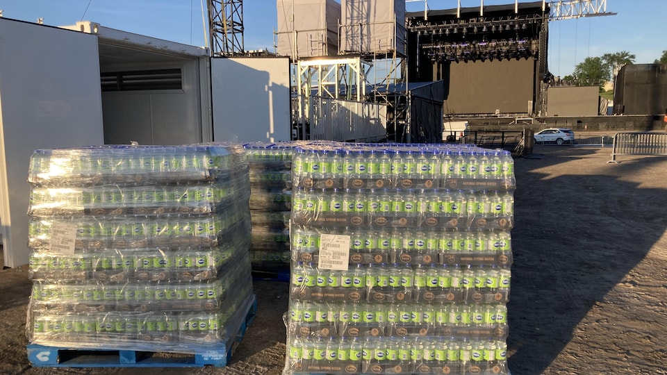 Bottles of water for thousands of spectators.