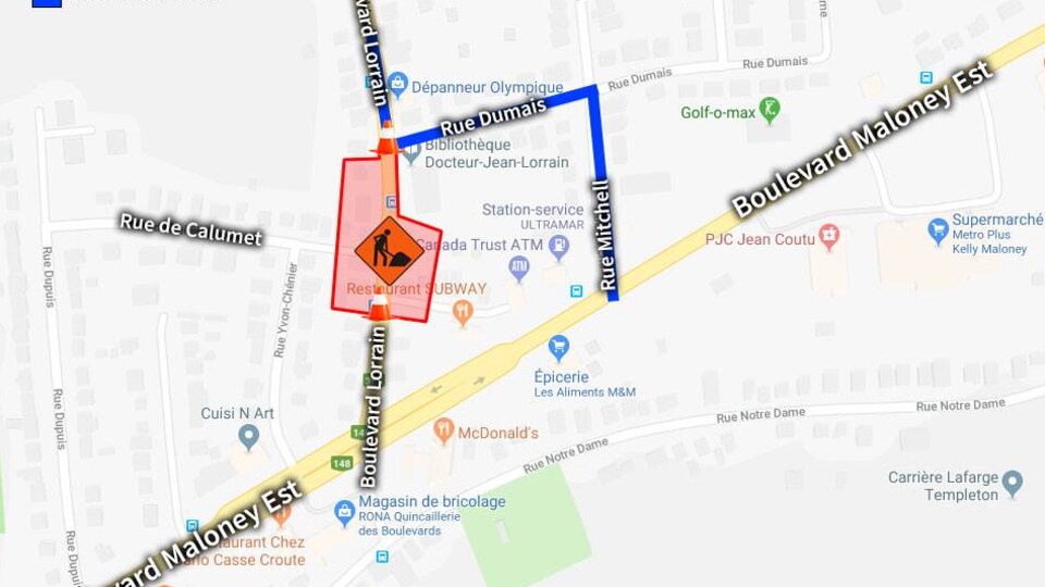 Une section du boulevard Lorrain fermée en raison d'un bris d'aqueduc