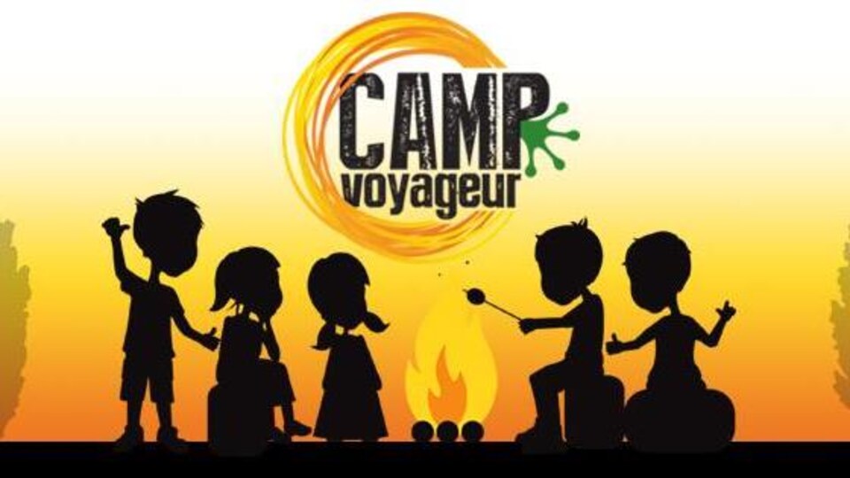Le Camp voyageur, représenté par des enfants autour d'un feu.