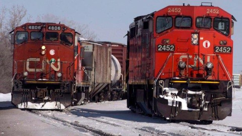 Deux locomotives du Canadien National.