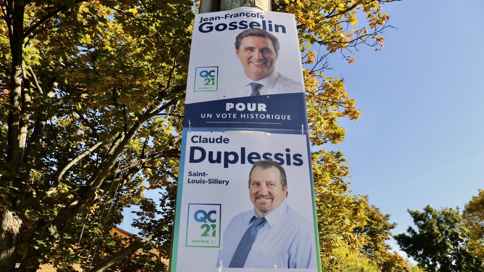 Une pancarte électorale de Claude Duplessis dans le district de Saint-Louis-Sillery.