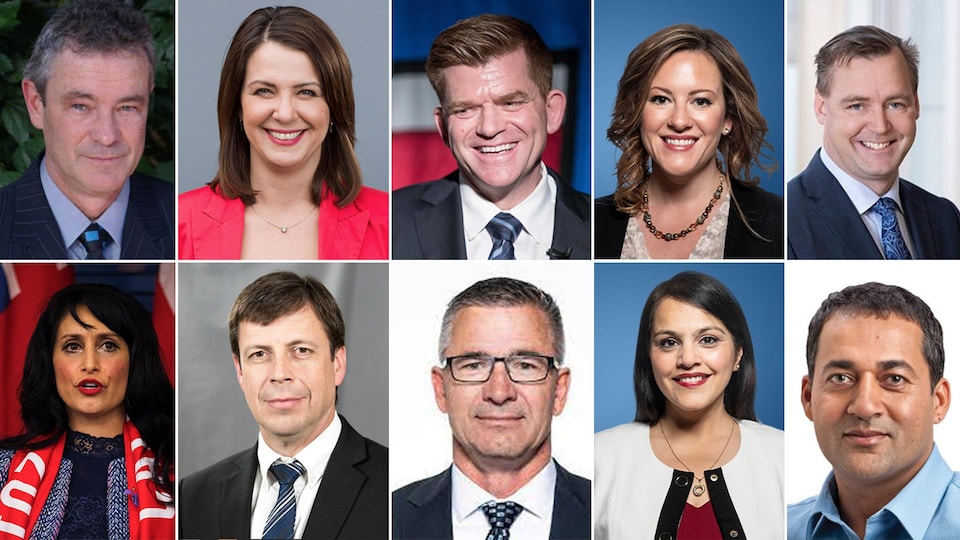 Les dix candidats sourient à l'objectif dans un montage de portraits.