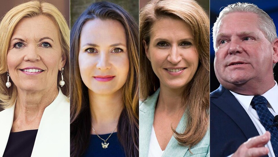 Photo en mosaïque de Christine Elliott, Tanya Granic Allen, Caroline Mulroney et Doug Ford.