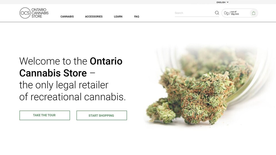 Une page Internet de la Société ontarienne du cannabis.