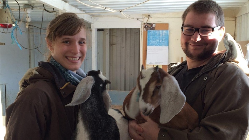 Éliane Gélinas-Frenette et Vincent-Olivier Bastien commercialisent la viande de leurs chèvres depuis l'été 2015.