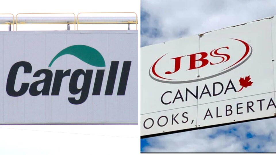 Un photo montage de pancartes de Cargill et JBS.
