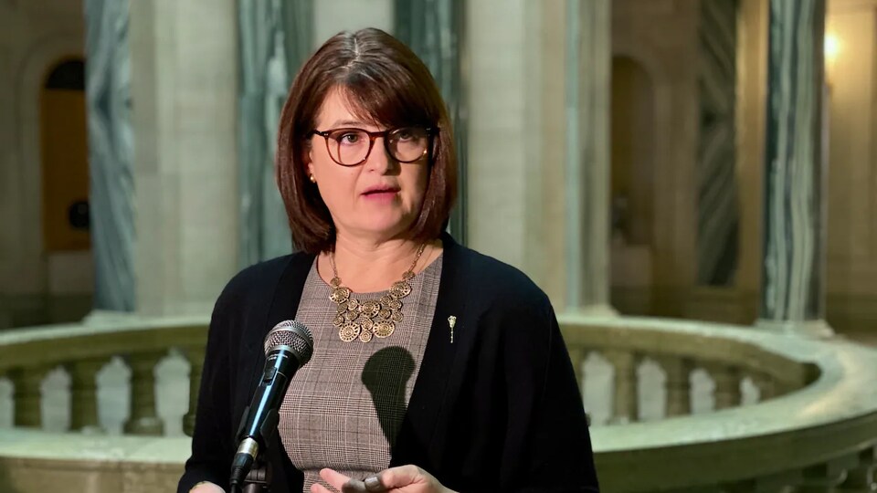 La cheffe du Nouveau Parti démocratique de la Saskatchewan, Carla Beck.