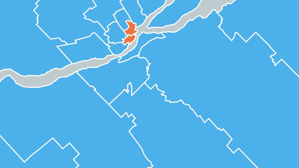 Carte montrant les circonscriptions remportées par la CAQ et Québec solidaire dans la grande région de Québec.