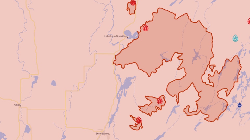 Map showing the extent of forest fires.