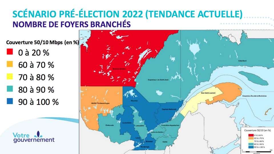 Document interne du gouvernement Legault intitulé «Mise à jour sur notre engagement de brancher les régions».
