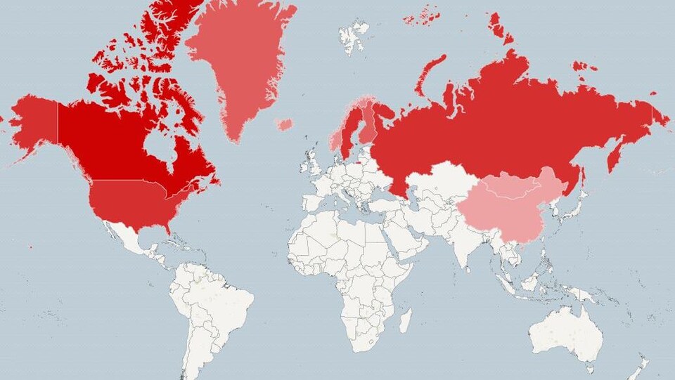 Carte des populations de rennes dans le monde