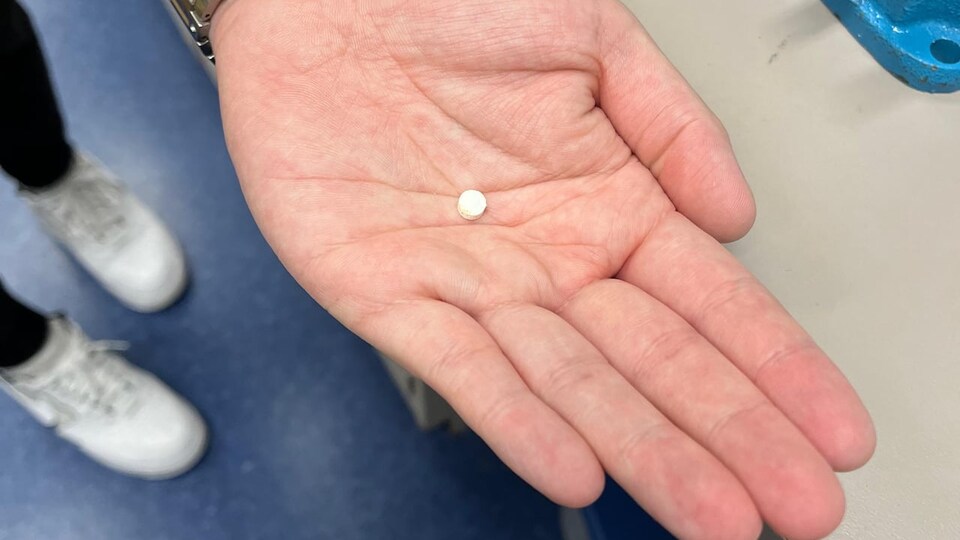 Un chercheur tient un comprimé d'insuline dans un laboratoire.