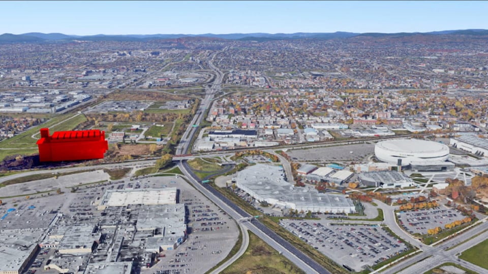 Une représentation du centre de gestion de données dans le quartier Vanier à Québec.