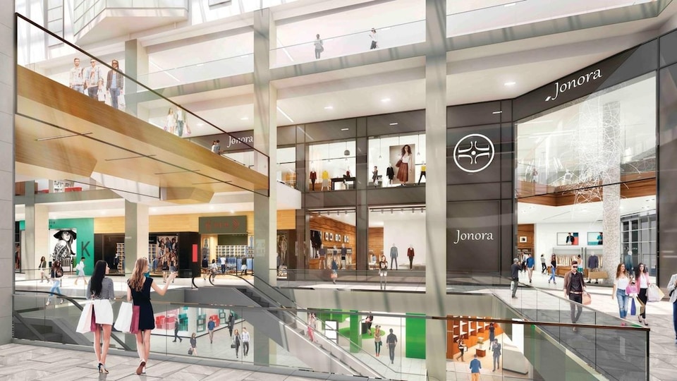 Une maquette du futur Centre Eaton de Montréal.