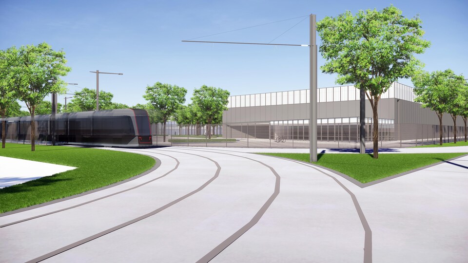 Esquisse du futur Centre d’exploitation et d’entretien du tramway.