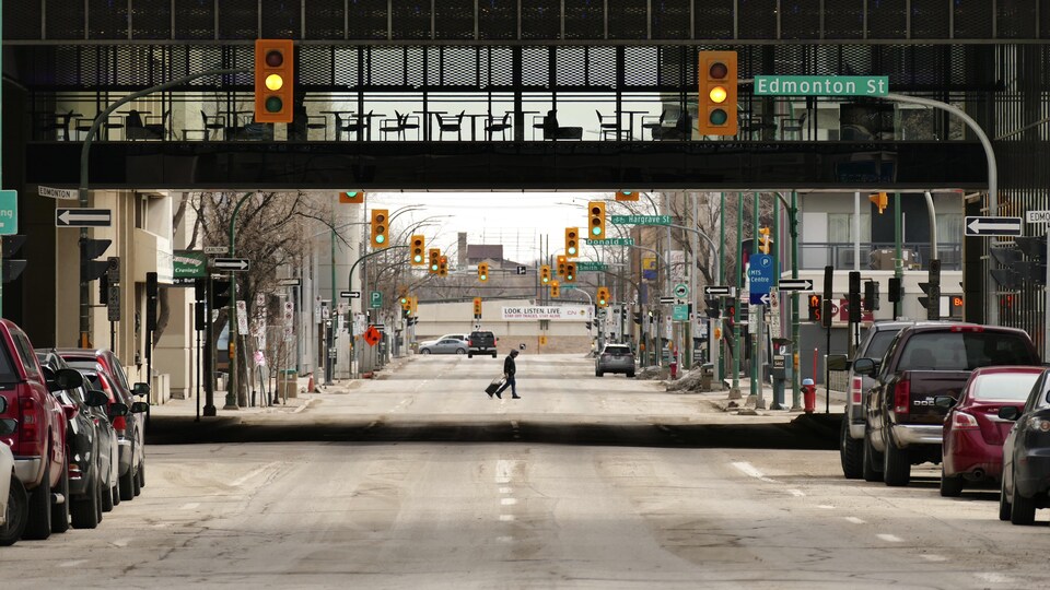 Le centre-ville de Winnipeg en avril 2020.