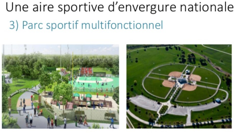 Extrait d'une présentation powerpoint des grands projets du maire Pierre-Paul Routhier.