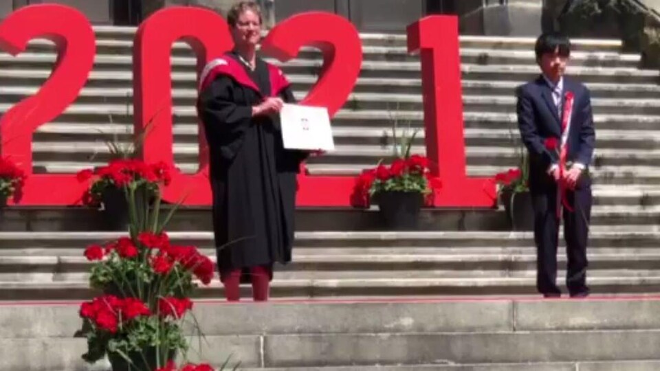 Chi Thien Tran at his 2021 high school graduation ceremony in Saint John.