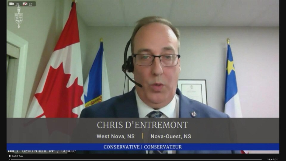Chris d'Entremont participe par webcam aux travaux du comité.